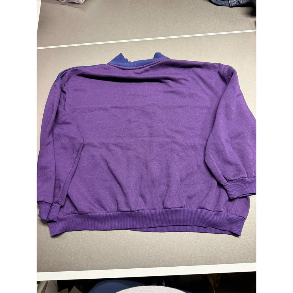 Allison Smith II Vintage Colorblock Floral Embroidered Quarter Zip Sweatshirt 1X - Picture 7 of 8